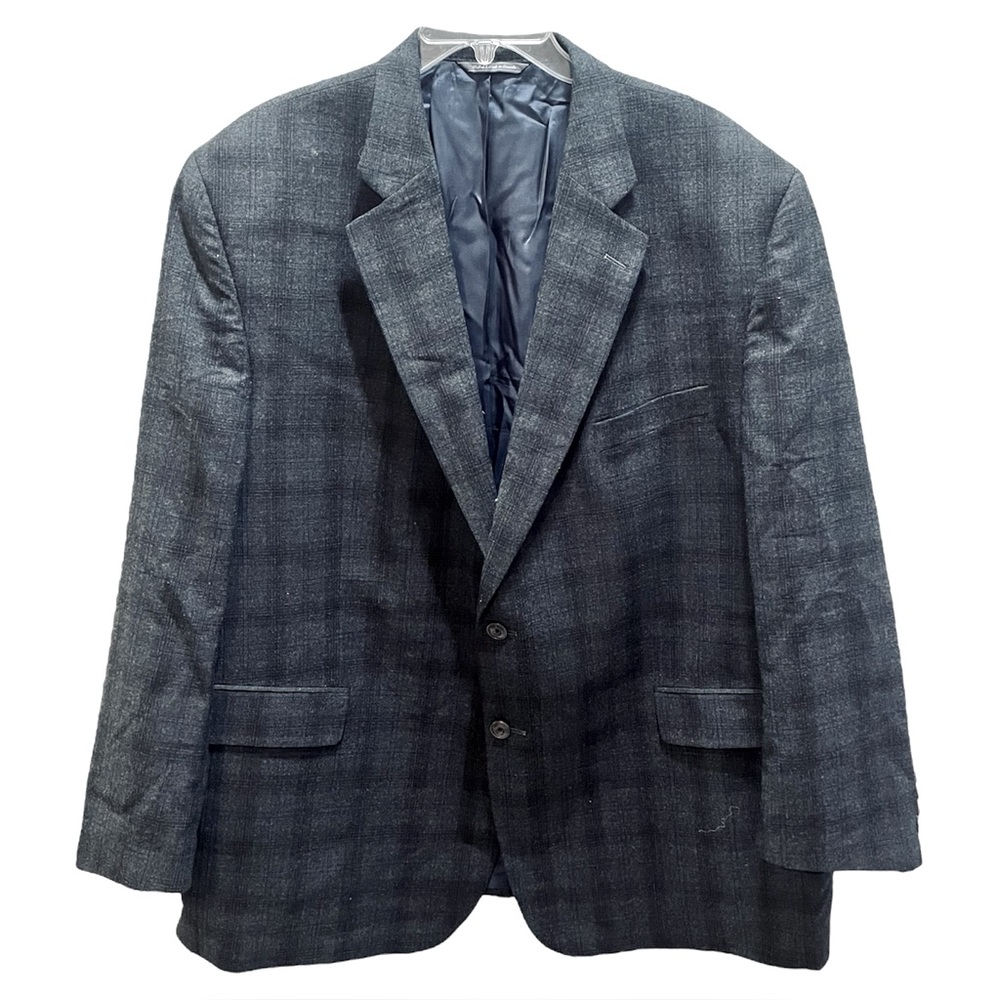 Jack Victor Men's Gray Plaid Wool Blazer Size 50